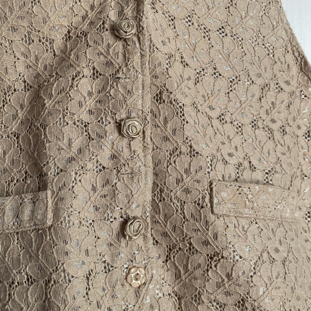 Vintage Pierre Cardin Lace Rose Buttons cowgirlcore Vest Sz: Small - Picture 4 of 10